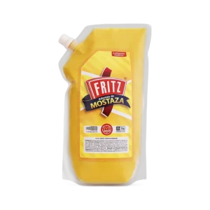 Aderezo de Mostaza Fritz 1000 g en bolsa, recortado sobre fondo transparente
