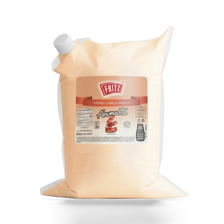 Aderezo Sabor a Tocineta Ahumadita Fritz 3 kg en bolsa, recortado sobre fondo transparente
