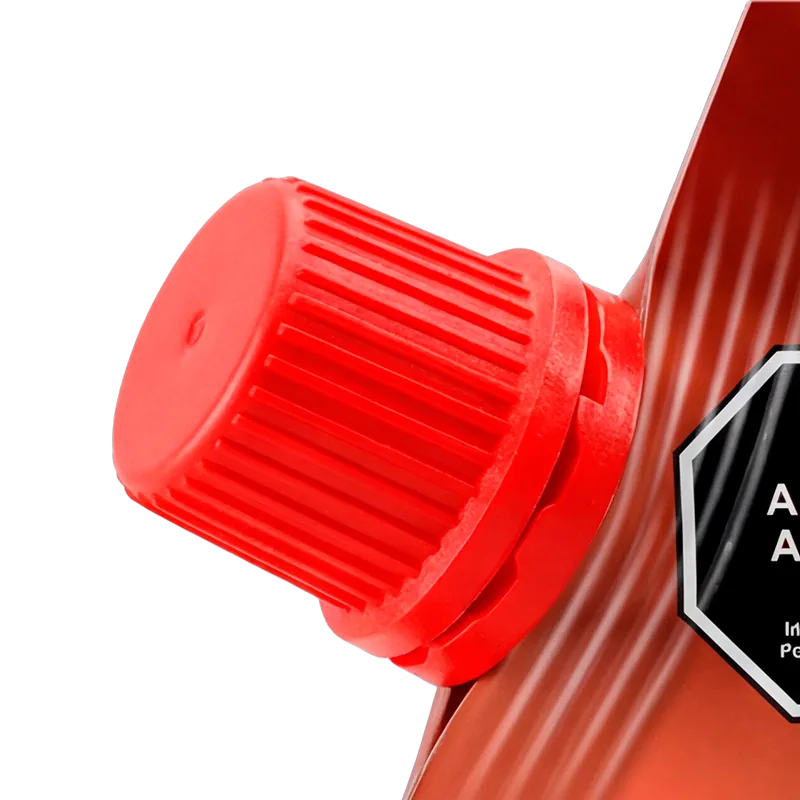 Primer plano de la tapa dosificadora roja del doypack de Ahumadita Fritz