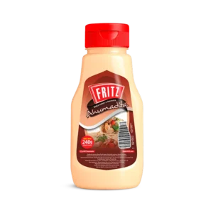 Botella PET de Ahumadita Fritz, salsa sabor a tocineta de 240 gramos, vista de frente