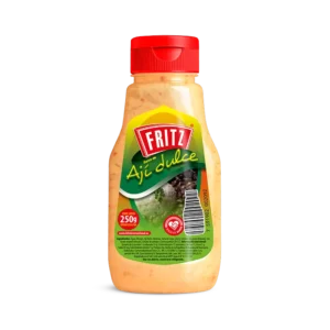 Botella PET de Salsa de Ají Dulce de Fritz de 250 gramos, vista de frente