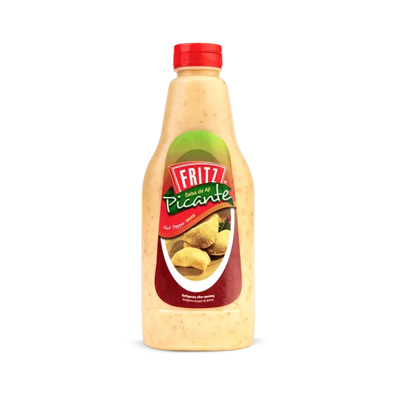 Envase homotético de Salsa de Ají Picante de Fritz de 790 gramos, visto de frente