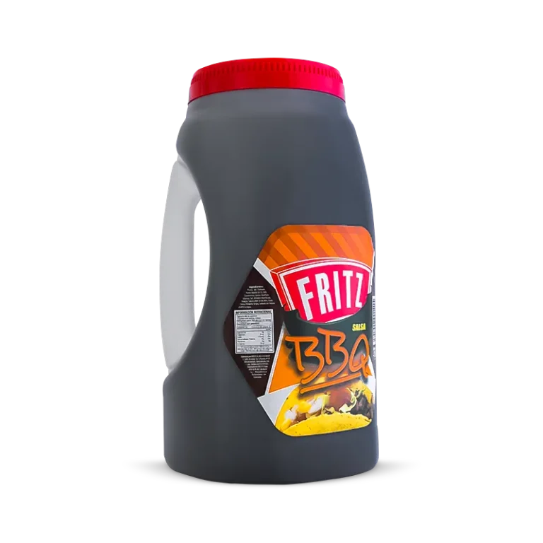 Galón con asa de Salsa BBQ de Fritz de 4100 gramos, visto de frente