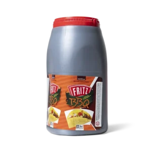 Medio galón de Salsa BBQ de Fritz de 2000 gramos, visto de frente