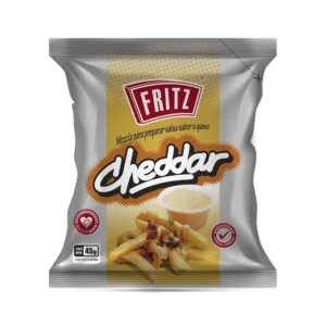 Sachet de Base Saborizada Cheddar de Fritz de 45 gramos, recortado sobre fondo transparente