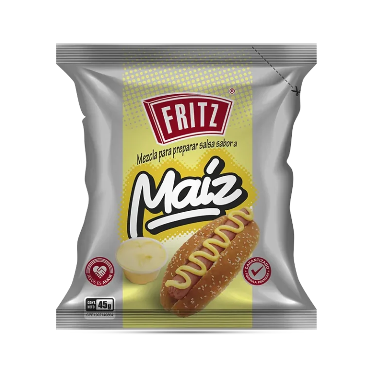 Sachet de Base Saborizada Maíz de Fritz de 45 gramos, recortado sobre fondo transparente