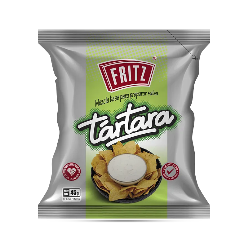 Sachet de Base Saborizada Tártara de Fritz de 45 gramos, recortado sobre fondo transparente