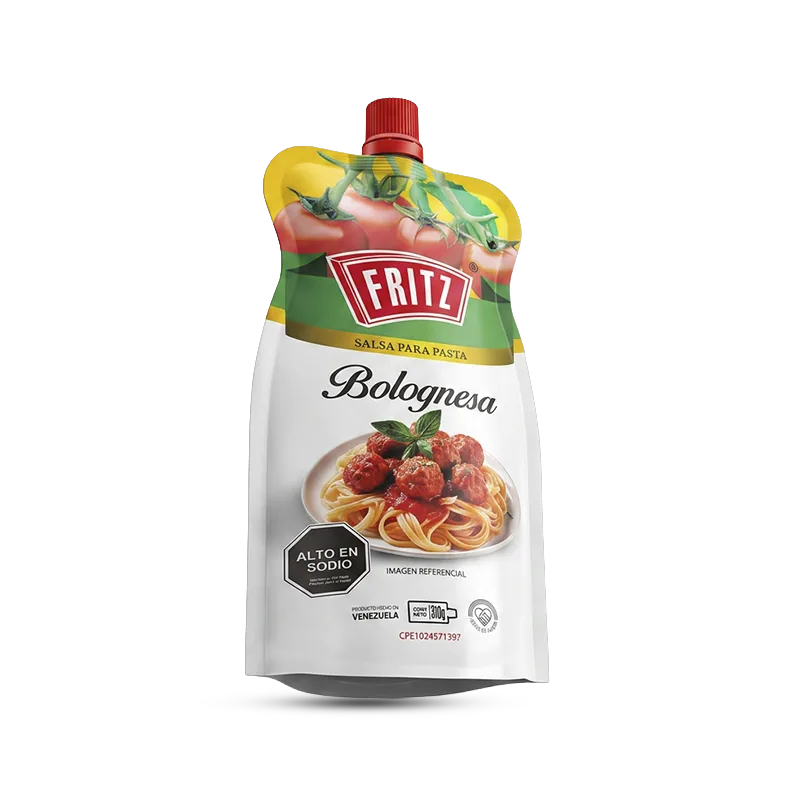 Doypack de Salsa Boloñesa de Fritz de 310 gramos, vista en ángulo
