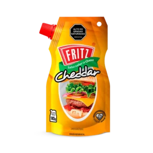 Doypack de Salsa Sabor a Queso Cheddar de Fritz, 145 gramos, visto de frente