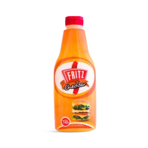Envase homotético de Cheddar Fritz de 740 gramos visto de frente