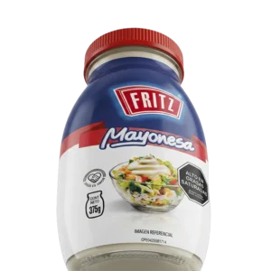 Mayonesa Fritz 375 g en frasco, recortado sobre fondo transparente