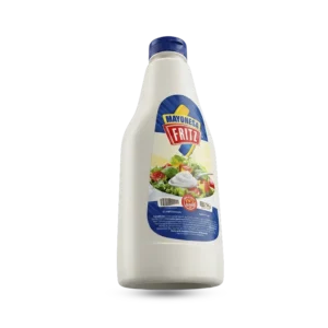 Mayonesa Fritz 750 g en envase homotético, recortado sobre fondo transparente