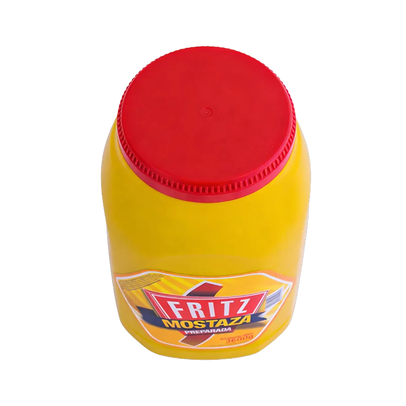 Mostaza Fritz 3600 g en galón con asa, recortado sobre fondo transparente