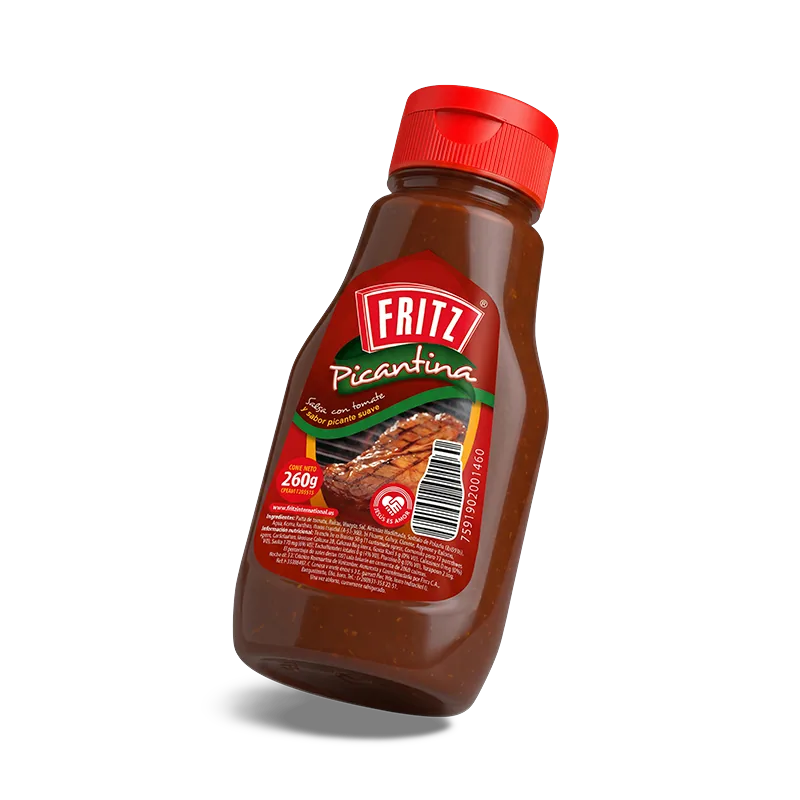 Botella PET de Picantina de Fritz de 260 gramos en posición diagonal