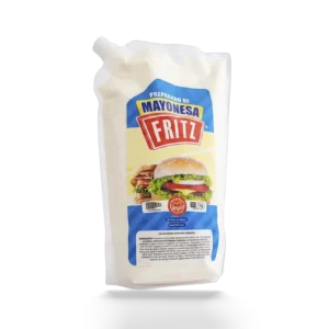 Preparado de Mayonesa Fritz 1000 g en bolsa, sobre fondo blanco