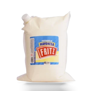 Preparado de Mayonesa Fritz 3350 g en bolsa, sobre fondo blanco