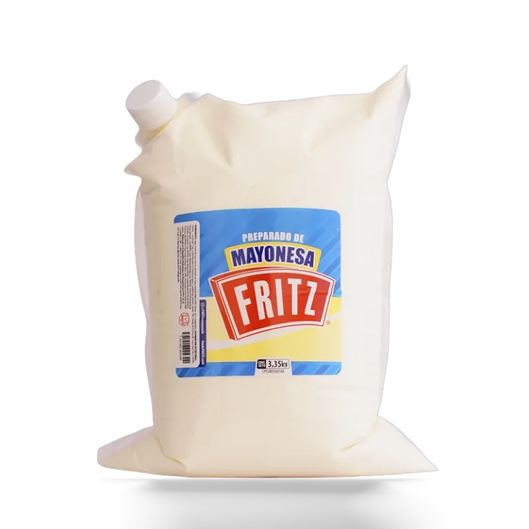 Preparado de Mayonesa Fritz 3350 g en bolsa, sobre fondo blanco