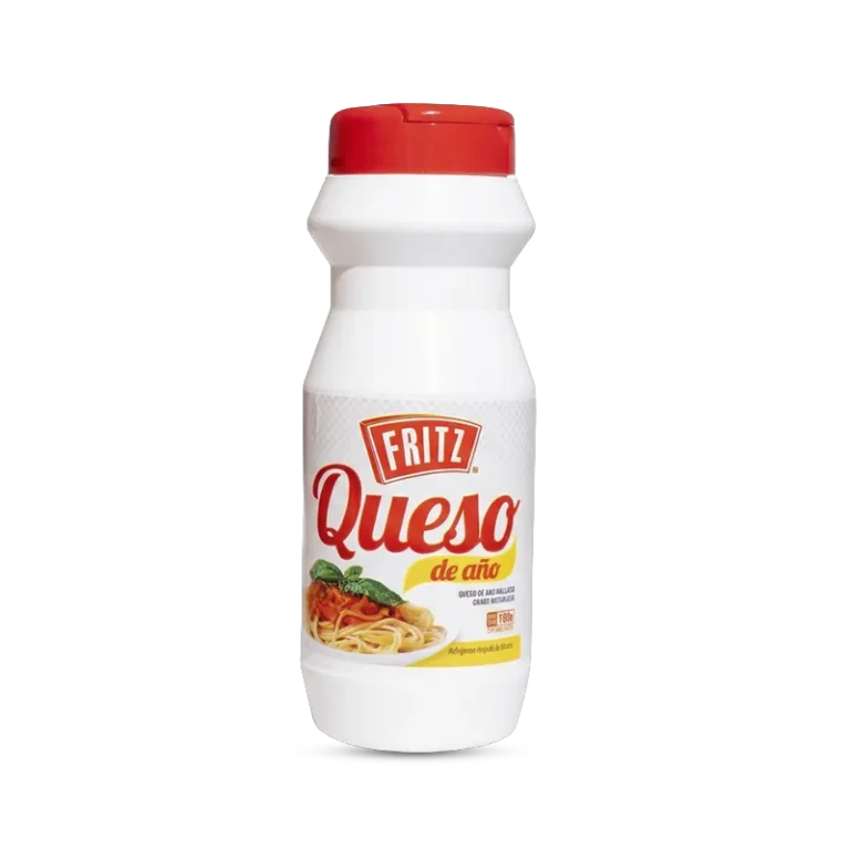 Queso de Año Fritz 180 g en frasco espolvoreador, recortado sobre fondo transparente