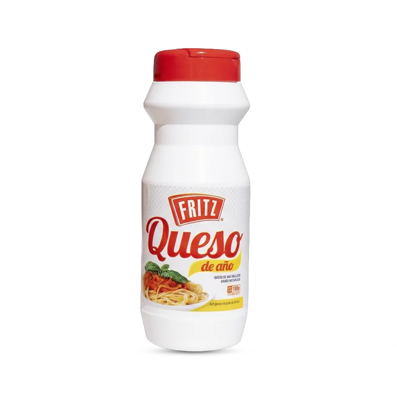 Queso de Año Fritz 180 g en frasco espolvoreador, recortado sobre fondo transparente