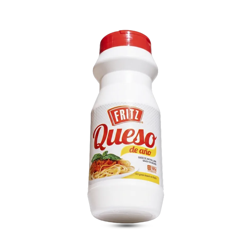 Queso de Año Fritz 180 g en frasco espolvoreador, recortado sobre fondo transparente