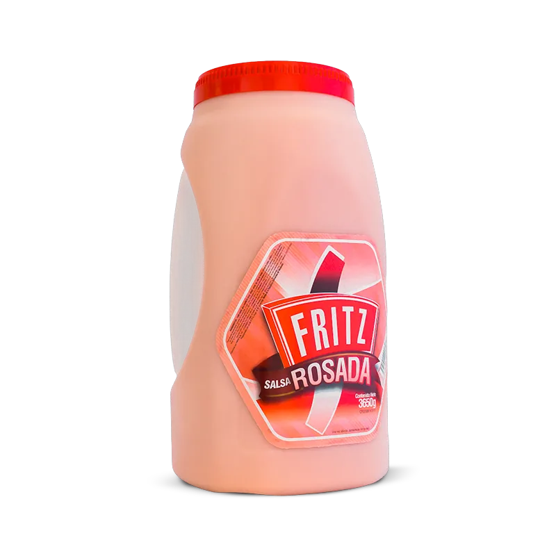 Galón de Salsa Rosada de Fritz de 3650 gramos inclinado sobre fondo blanco
