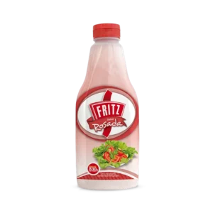 Envase homotético de Salsa Rosada de Fritz de 830 gramos, visto de frente