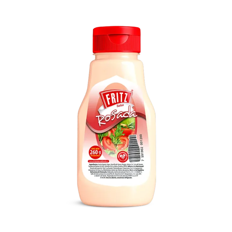 Botella PET de Salsa Rosada de Fritz de 260 gramos, vista de frente