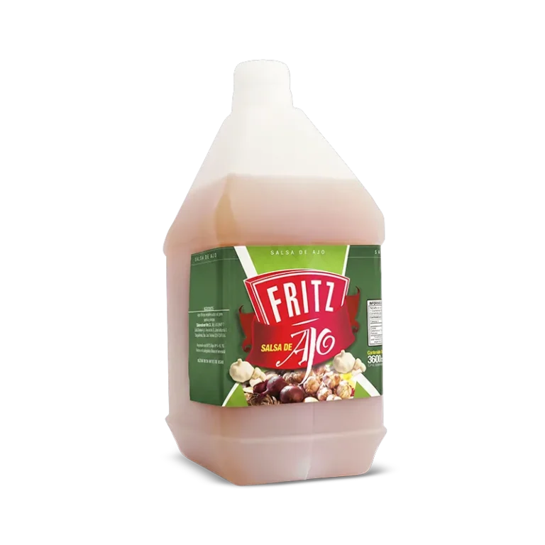 Galón de Salsa de Ajo de Fritz de 3600 centímetros cúbicos, visto de frente