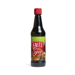 Botella de Salsa de Soya de Fritz de 300 centímetros cúbicos, vista de frente