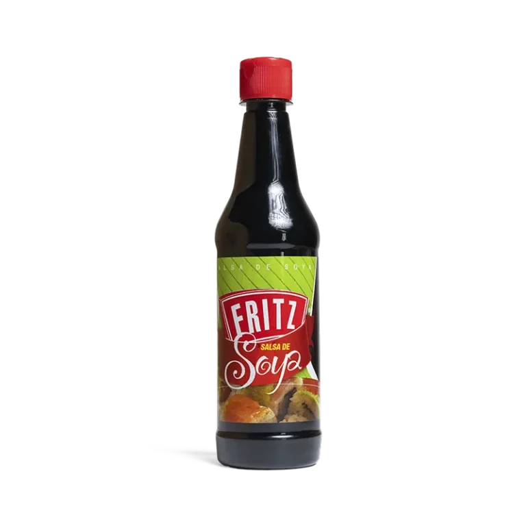 Botella de Salsa de Soya de Fritz de 300 centímetros cúbicos, vista de frente