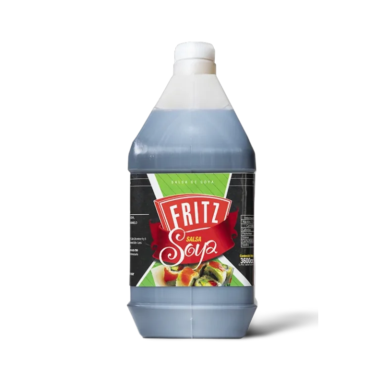 Galón de Salsa de Soya de Fritz de 3600 centímetros cúbicos, visto de frente