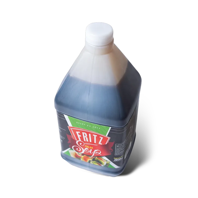 Galón de Salsa de Soya de Fritz de 3600 cc inclinado sobre fondo blanco