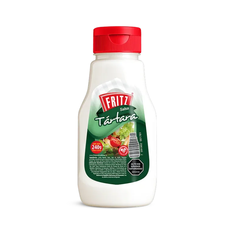 Botella PET de Salsa Tártara de Fritz de 240 gramos, vista de frente