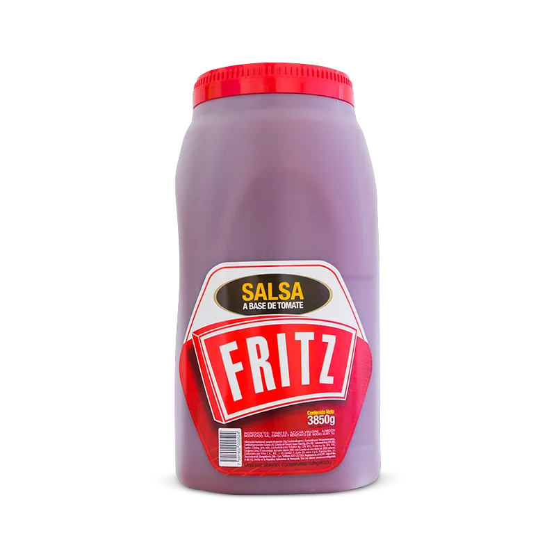 Galón con asa de Salsa a Base de Tomate de Fritz de 3850 gramos, visto de frente