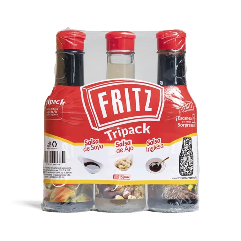 Tripack de Fritz con las salsas de soya, ajo e inglesa de 150 centímetros cúbicos cada una