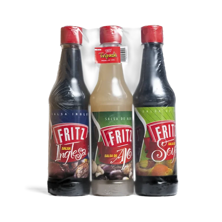 Tripack de Fritz con las salsas inglesa, de ajo y de soya de 300 centímetros cúbicos cada una